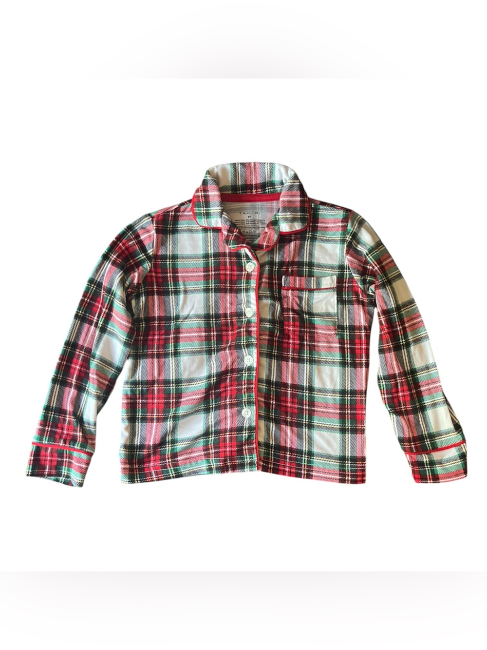 Tahari Red, Green & White Plaid Button-Down Shirt